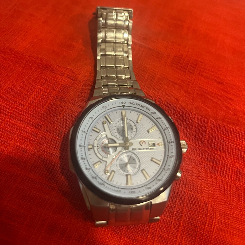 Mens Motor Time Chicane Chronograph Big Face Gray Dial Analog Watch A2